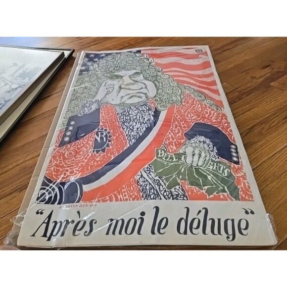 1974 Walter Iler (1889-1982) Nixon Print "Apres Moi Le Deluge" RARE POSTER READ - Picture 2 of 10